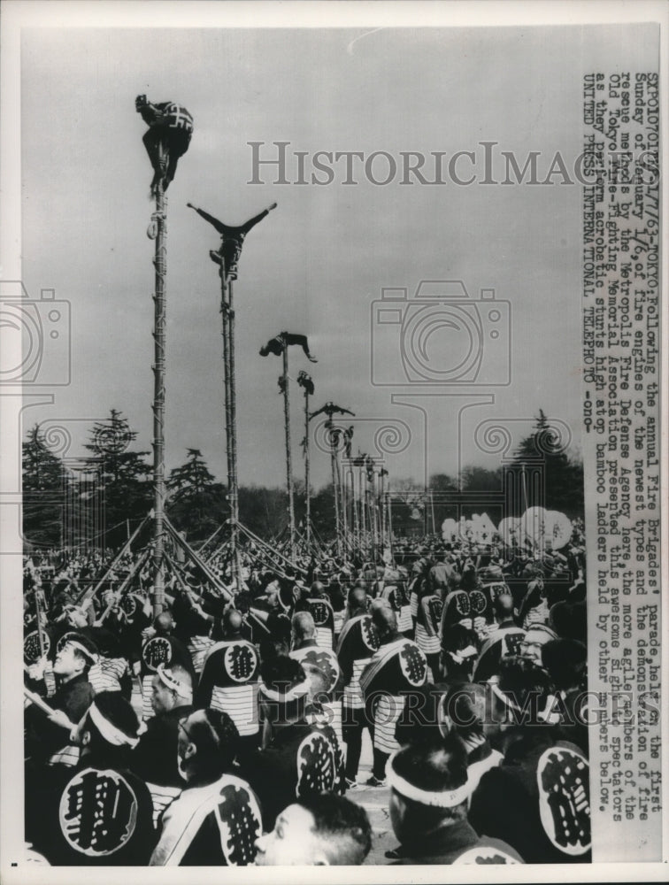 1963, Old Tokyo Fine Fighting Memorial Association perform acrobatics - Historic Images