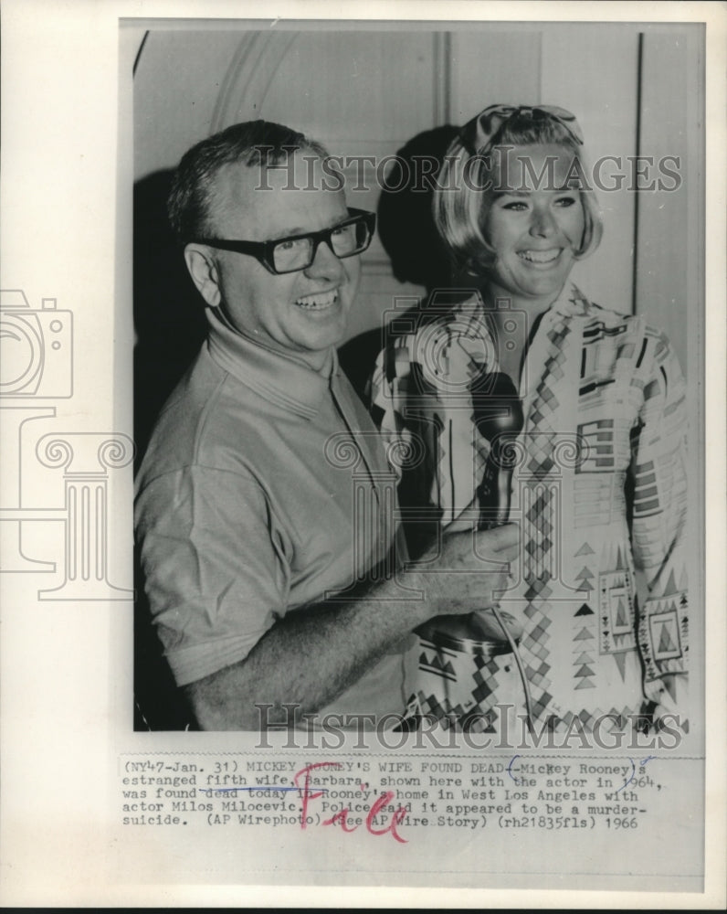 1966 Press Photo Mickey Rooney With Fifth Wife Barbara - mjc04528 - Historic Images