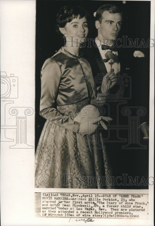1960 Press Photo Actress Millie Perkin marries actor Dean Stockwell in Nevada-Historic Images