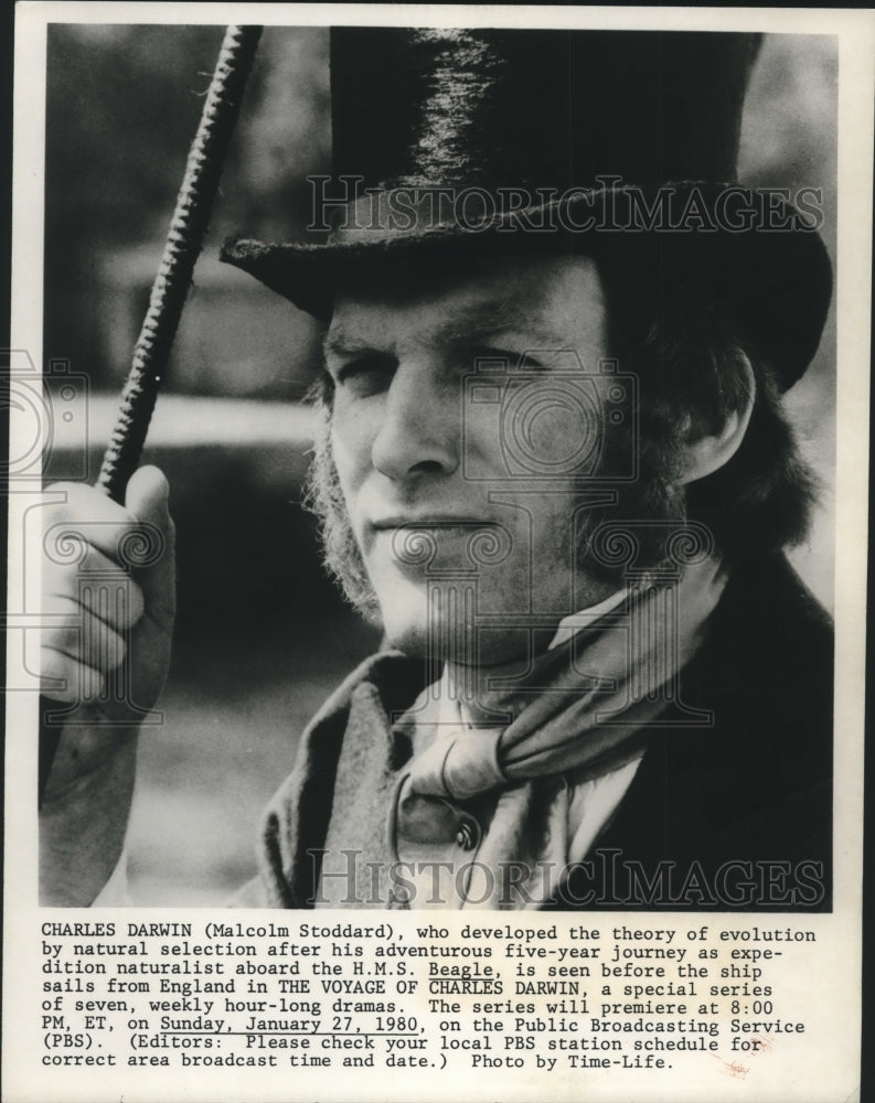 1980 Malcolm Stoddard stars as Charles Darwin in PBS special series - Historic Images