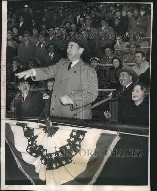 1952, Illinois Governor Adlai Stevnson tosses first ball in Chicago - Historic Images