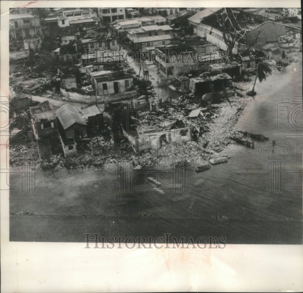 1963, Destroyed homes, building, hurricane Flora, Haiti - mjc05002 - Historic Images