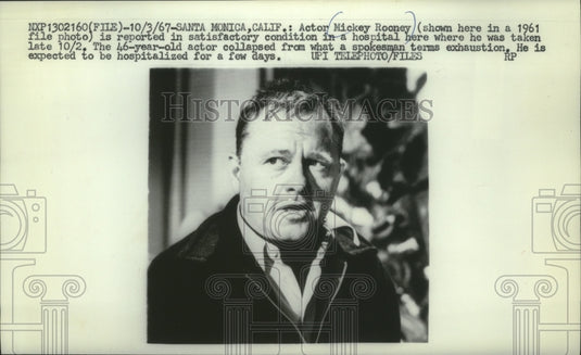 1967 Press Photo Mickey Rooney, file photo, Santa Monica California - mjc05052 - Historic Images