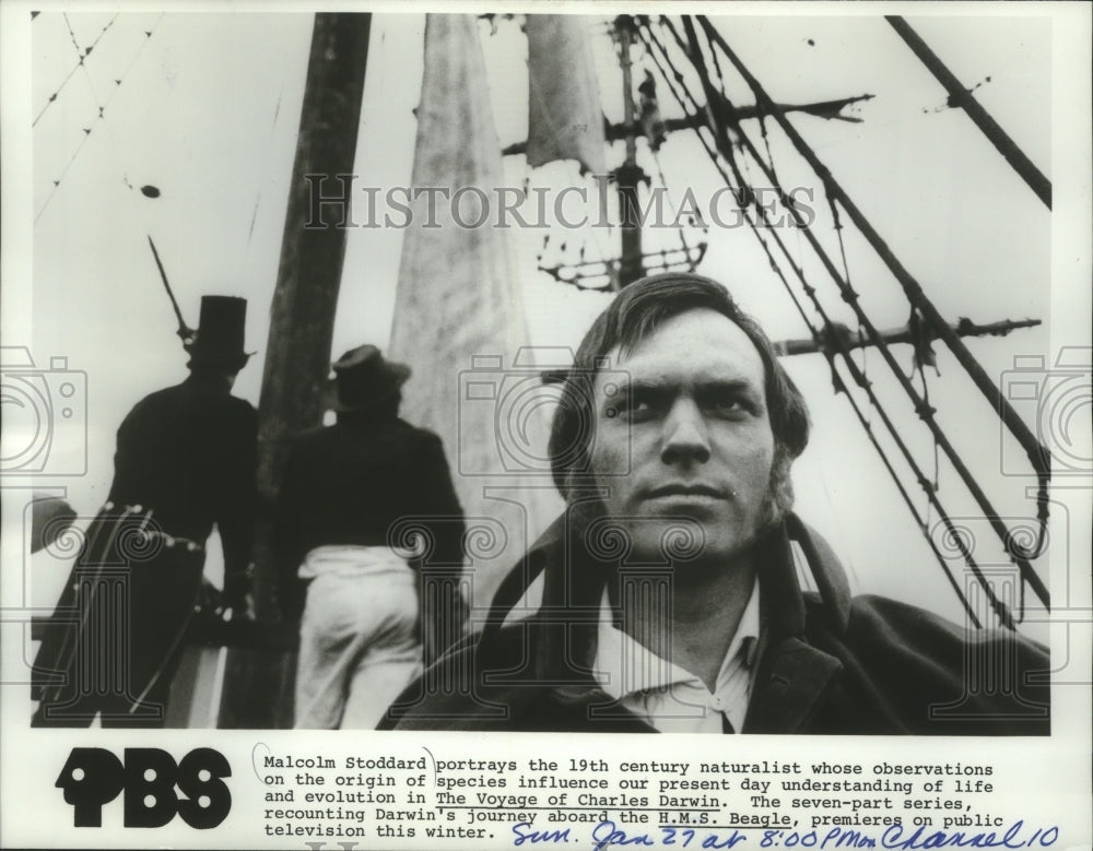 1980 Press Photo Malcolm Stoddard in The Voyage of Charles Darwin - Historic Images