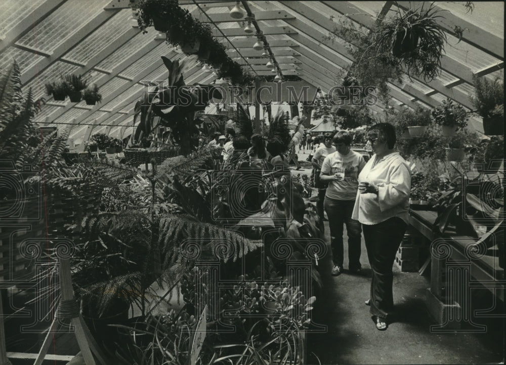 1981, Shoppers touring greenhouse. Summerfest, Milwaukee - mjc05143 - Historic Images