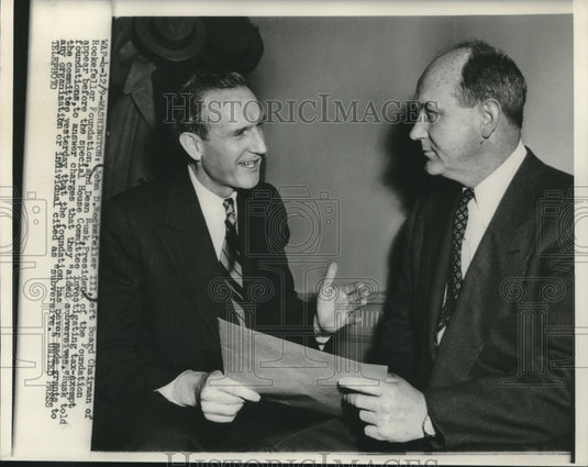 1950 Press Photo John Rockefeller And Dean Rusk At House Comittee In Washington - Historic Images