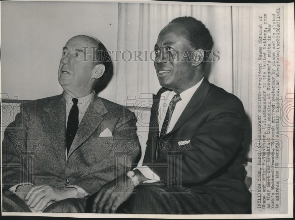 1961, President Kwame Nkrumah of Ghana and Adlai Stevenson New York - Historic Images