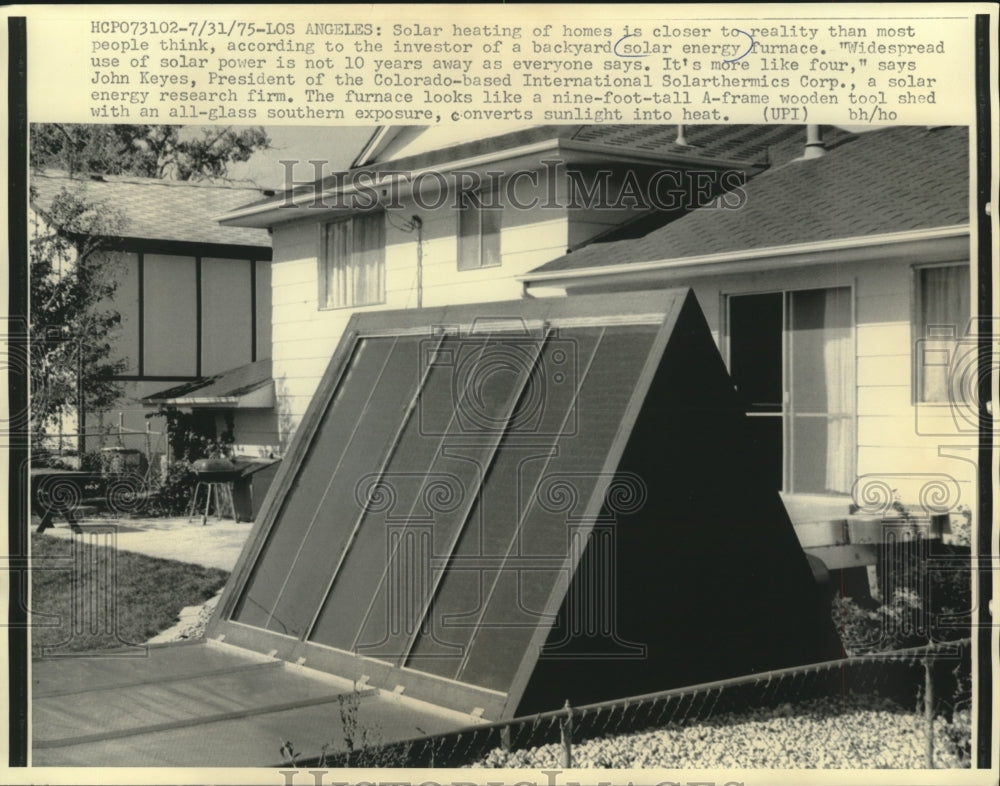 1975 Press Photo A solar energy furnace that converts sunlight into heat - Historic Images