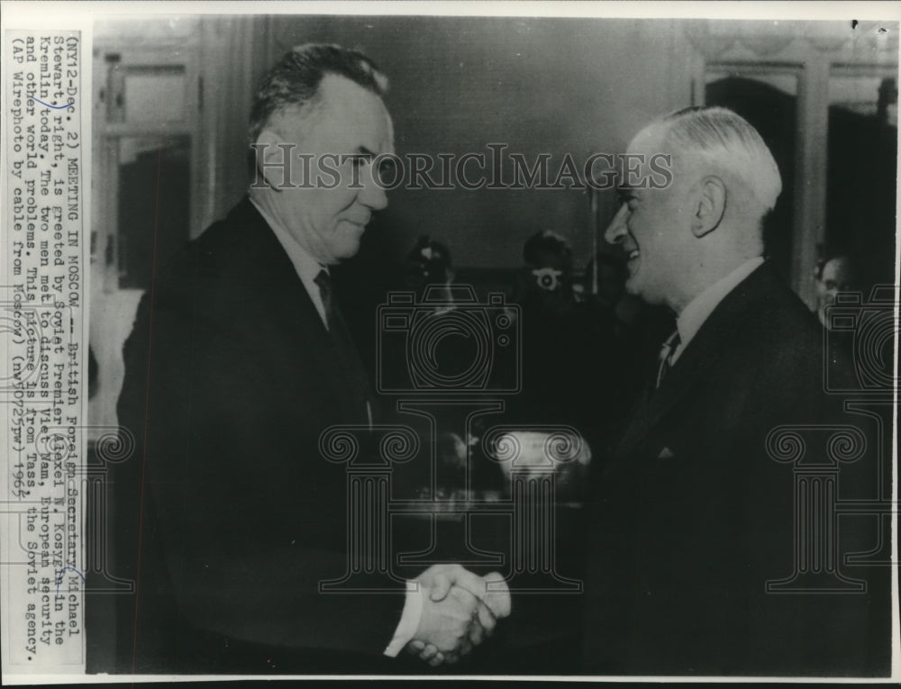 1965, British Foreign Sec Stewart and Soviet Premier Kosygin Moscow - Historic Images