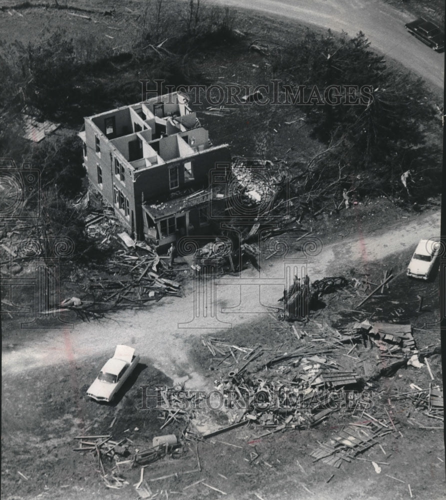 1965, Home in La Crescent, Minnesota missing roof after tornado - Historic Images