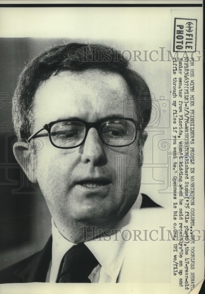 1976 Press Photo Richard Stone, Junior Senator, In Washington - mjc05668 - Historic Images