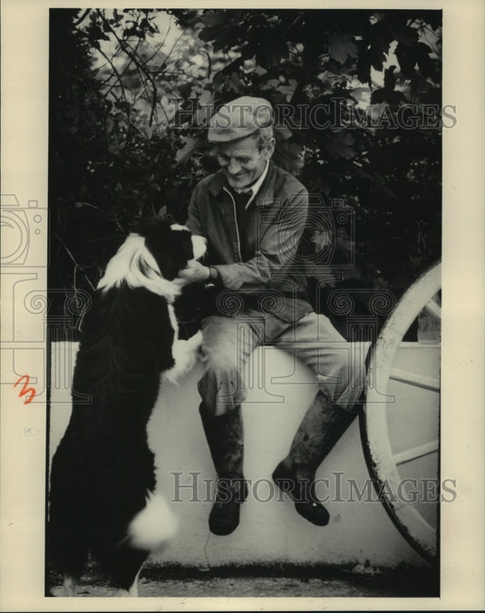 1985, This grandfatherly man and dog live in farm country in Ulster. - Historic Images