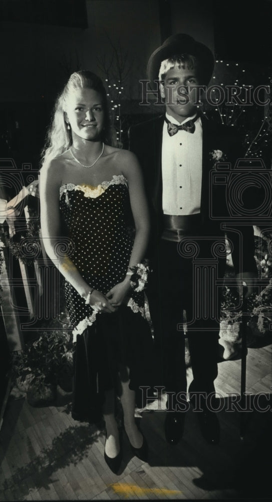 1990 Christine Lowney, Kris Thomas high school prom, Port Washington - Historic Images