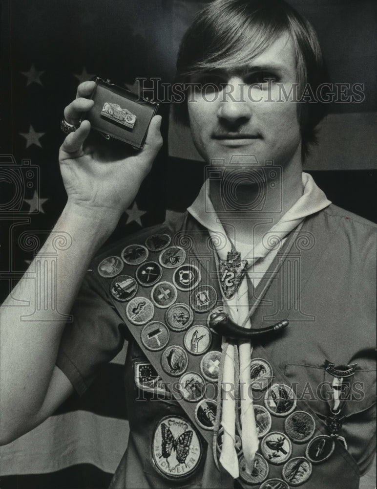 1978, Eagle Scout Tim Sternke Holds Hornaday Award in Milwaukee - Historic Images