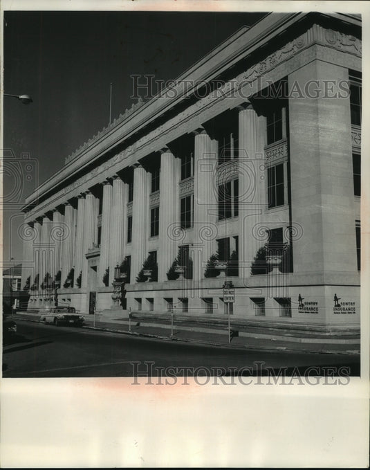 1968 Press Photo Sentry Insurance Building in Downtown Stevens Point Wisconsin - Historic Images