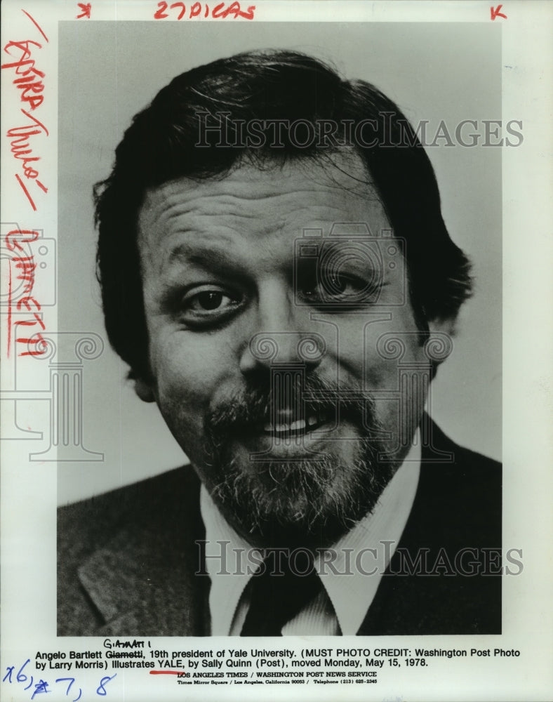 1978, Angelo Bartlett Giamatti- 19th President Of Yale University - Historic Images