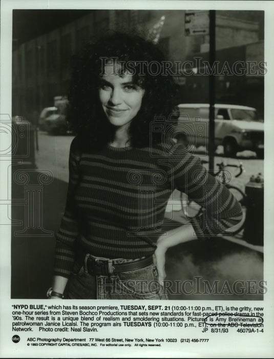 1993 Amy Brenneman as patrolwoman Janice Licalsi in NYPD Blue - Historic Images