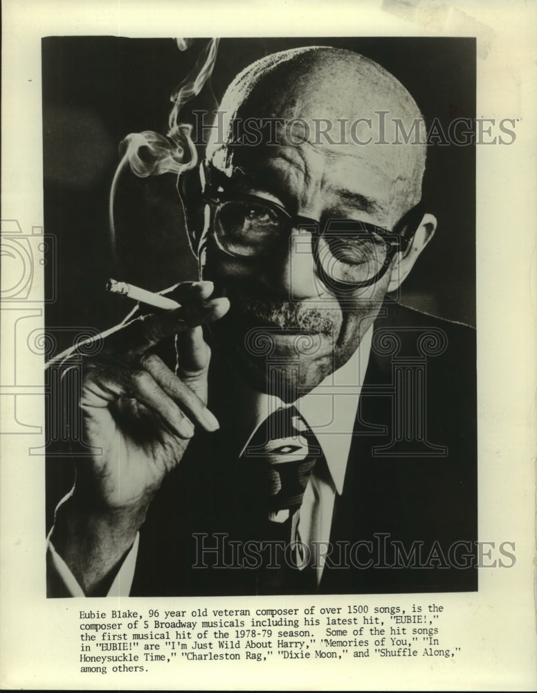 1979 Press Photo Composer Eubie Blake holding cigarette - mjc06335 - Historic Images