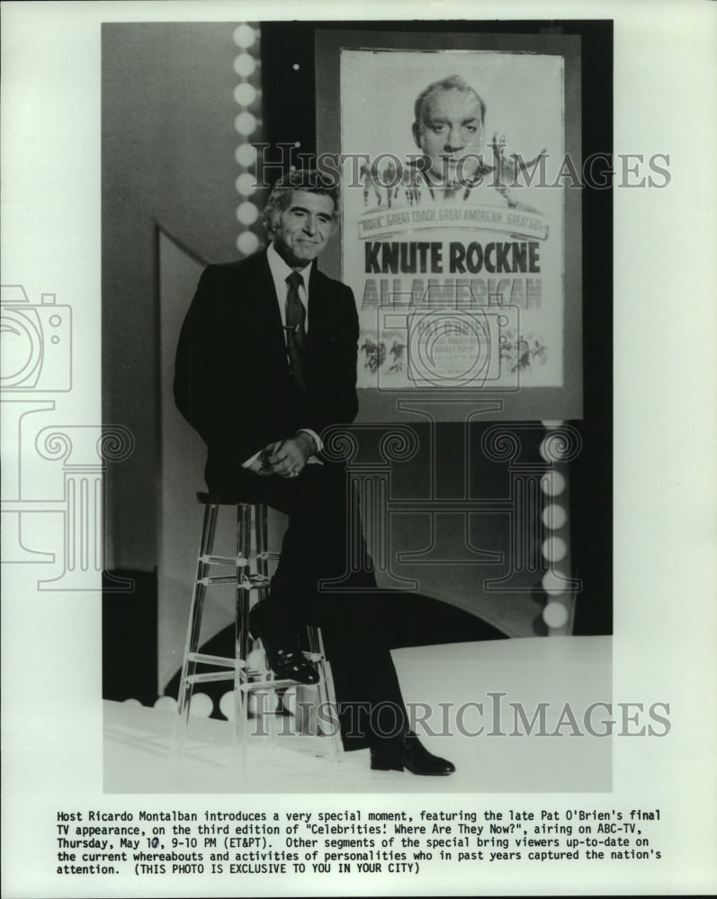 Press Photo Host Ricardo Montalban in "Celebrities! Where Are They Now?" - Historic Images