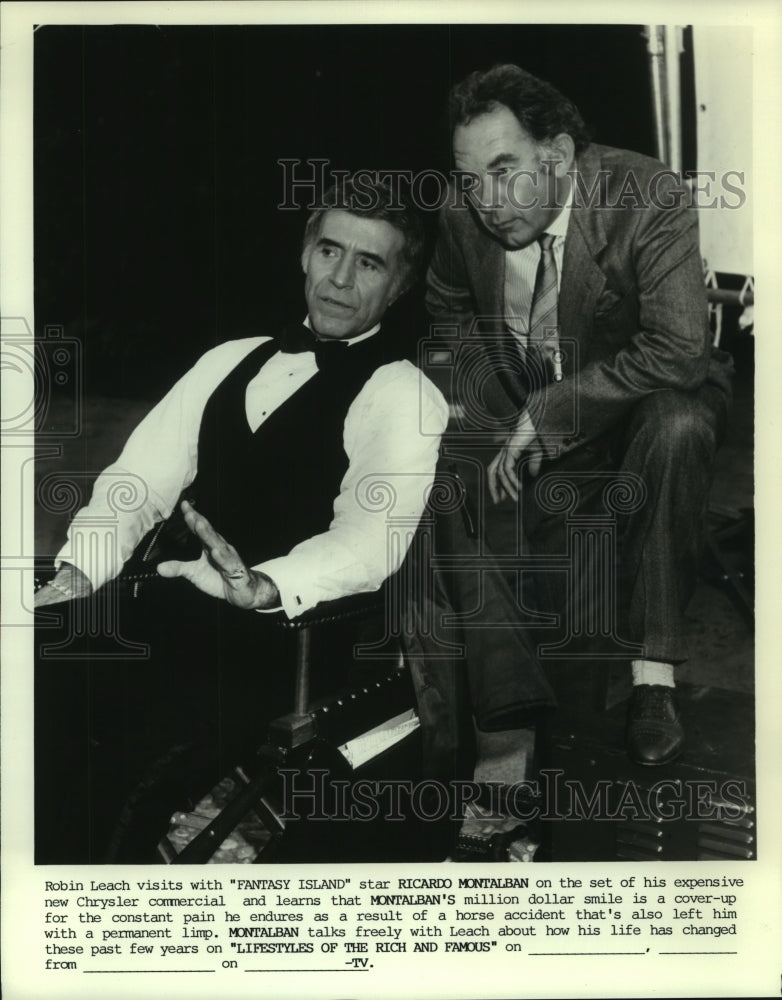 Press Photo Ricardo Montalban and Robin Leach on Lifestyles of Rich and Famous - Historic Images