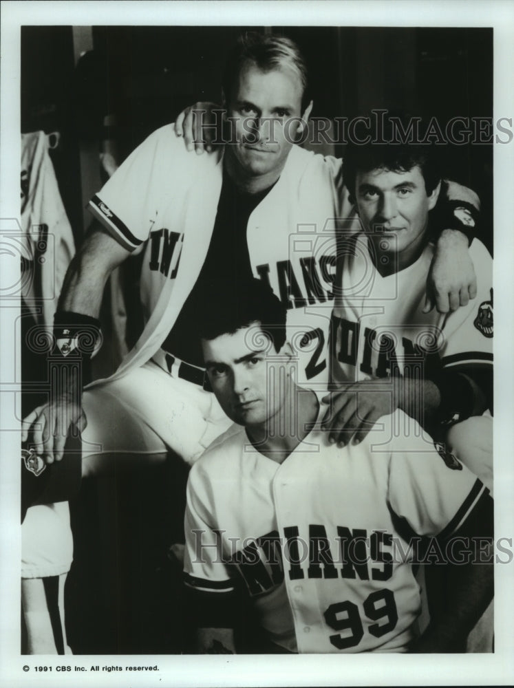 Press Photo Corbin Bernsen, Tom Berenger and Charlie Sheen in Major League - Historic Images