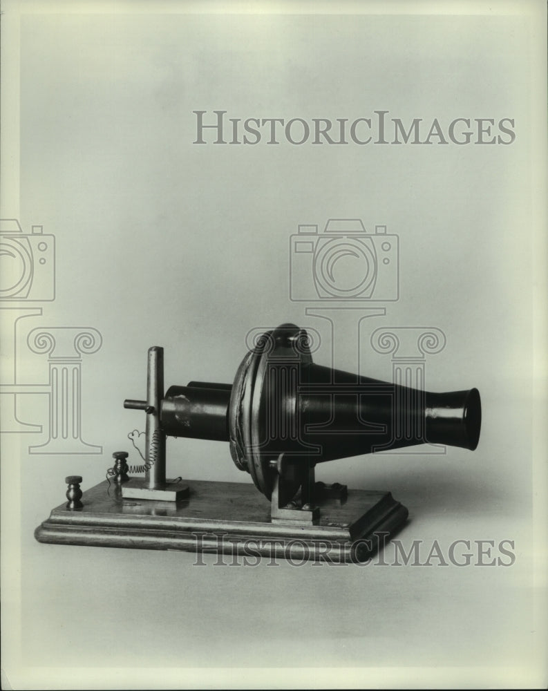 1969 Press Photo A very early telephone mounted on a board. - mjc06444 - Historic Images