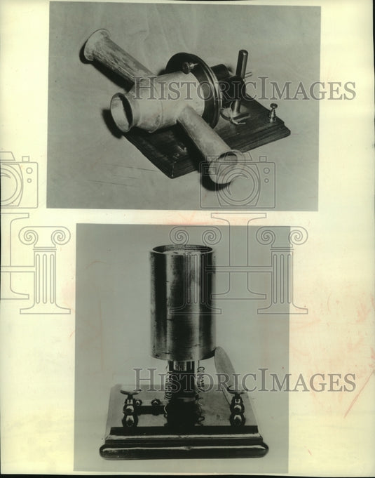 1960 Press Photo Early telephones from book "The Chord of Steel" by Costain - Historic Images