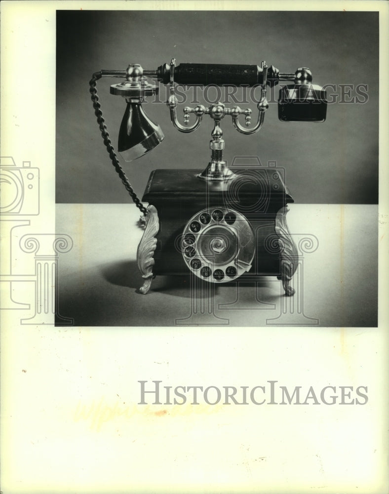 1983, An 18-karat gold plated rotary telephone - mjc06560 - Historic Images