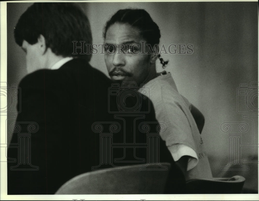 1993 Turnhan Taylor with Attorney, Paul Flynn, at His Murder Trial - Historic Images