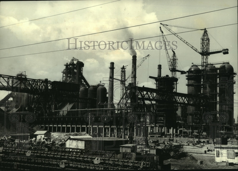 1962, New Blast-Furnace Being Constructed at Plant in Russia - Historic Images