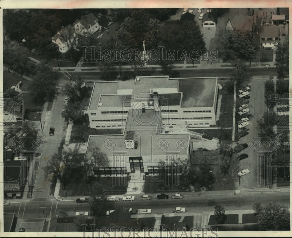 1949, Aerial view of Portage County-City of Stevens Point Building - Historic Images