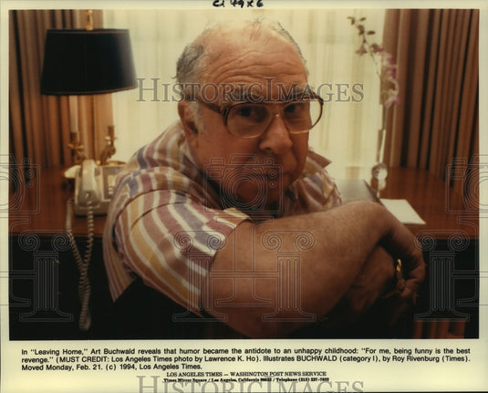 1994, Columnist Art Buchwald speaks about his book "Leaving Home" - Historic Images