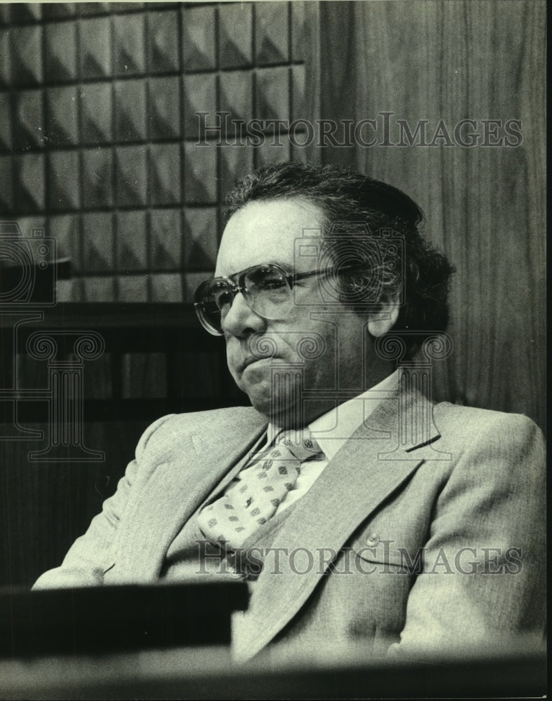 1980, John Foley on stand at Judge Christ T. Seraphim hearing - Historic Images