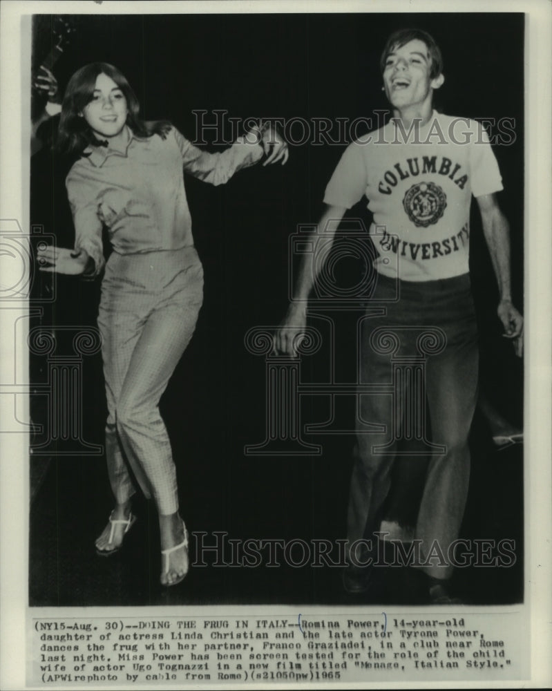 1965 Press Photo Romina Parker, France Graziadei, dance the frug, Rome Italy - Historic Images