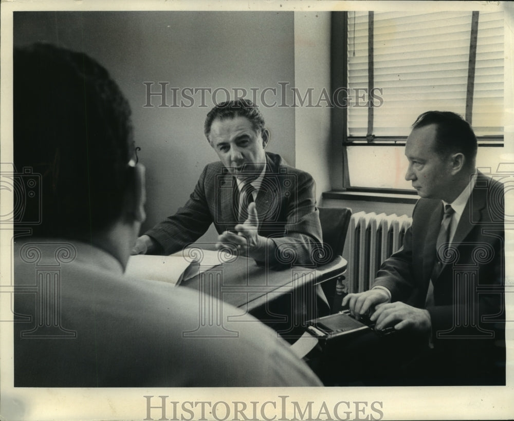 1965 Press Photo Wisconsin County Judge Christ Seraphim interviews patient-Historic Images