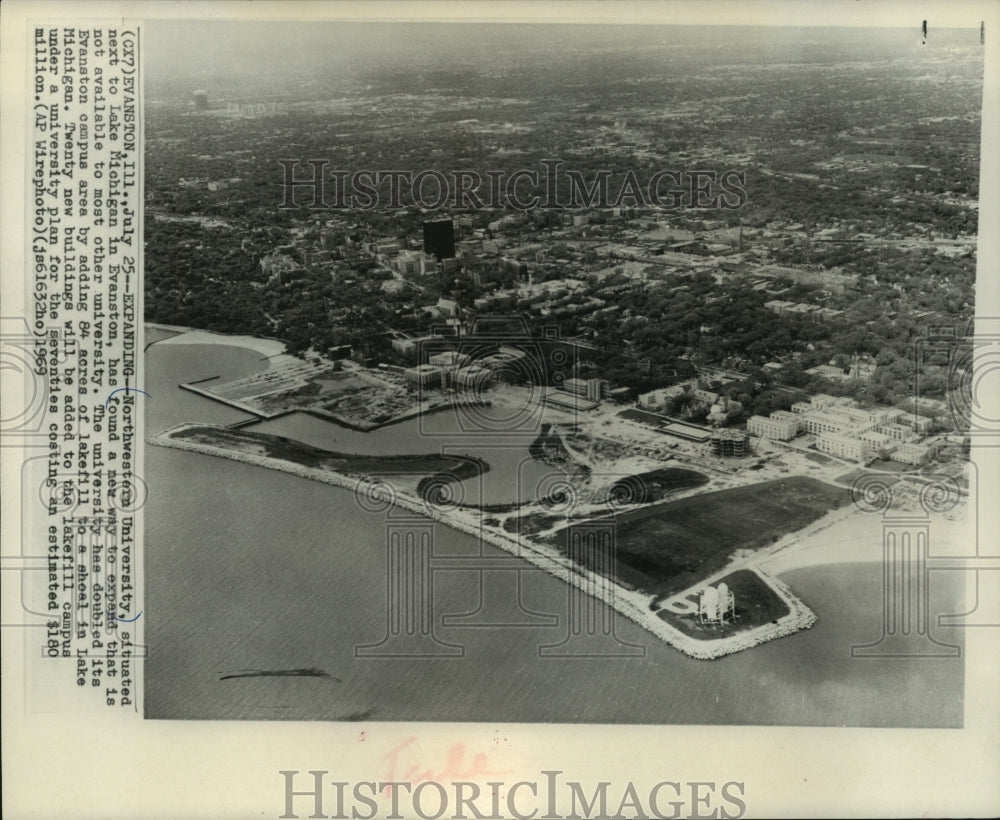 1969, An aerial view of the Northwestern University in Evanston, Ill. - Historic Images