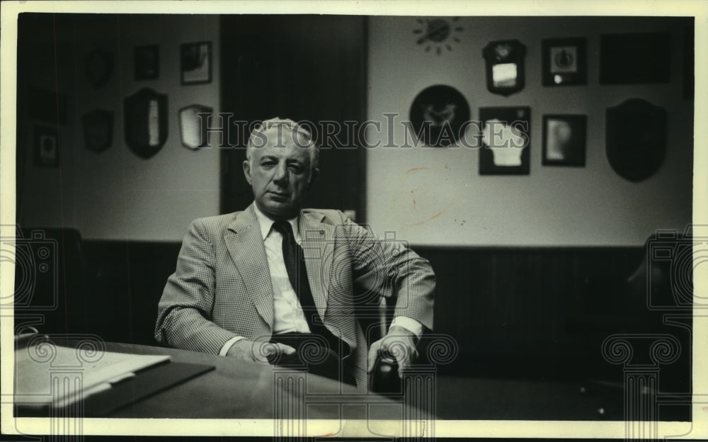 1980, Milwaukee circuit Judge Christ T. Seraphim at rest - mjc07995 - Historic Images