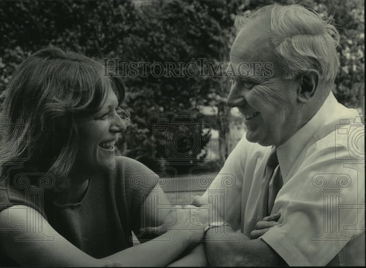 1985, Barbara Ulichny, Wisconsin Senator and Father, Clarence Seybold - Historic Images