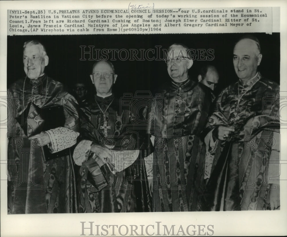 1964 Press Photo U.S. Cardinals at Ecumenical Council Session in Vatican City - Historic Images