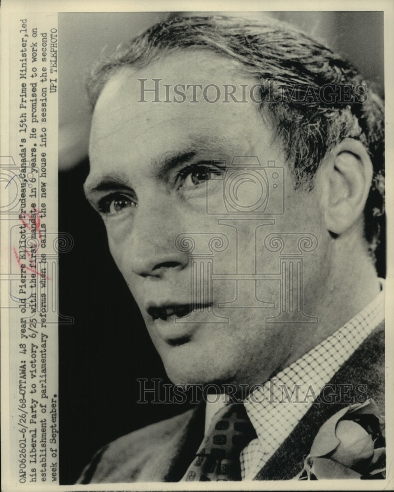 1968 Press Photo Pierre Elliot Trudeau elected Canada's 15th Prime Minister - Historic Images