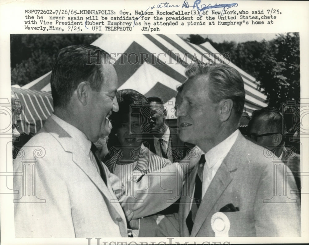 1965 Press Photo Governor Nelson Rockefeller and Vice President Humphrey - Historic Images