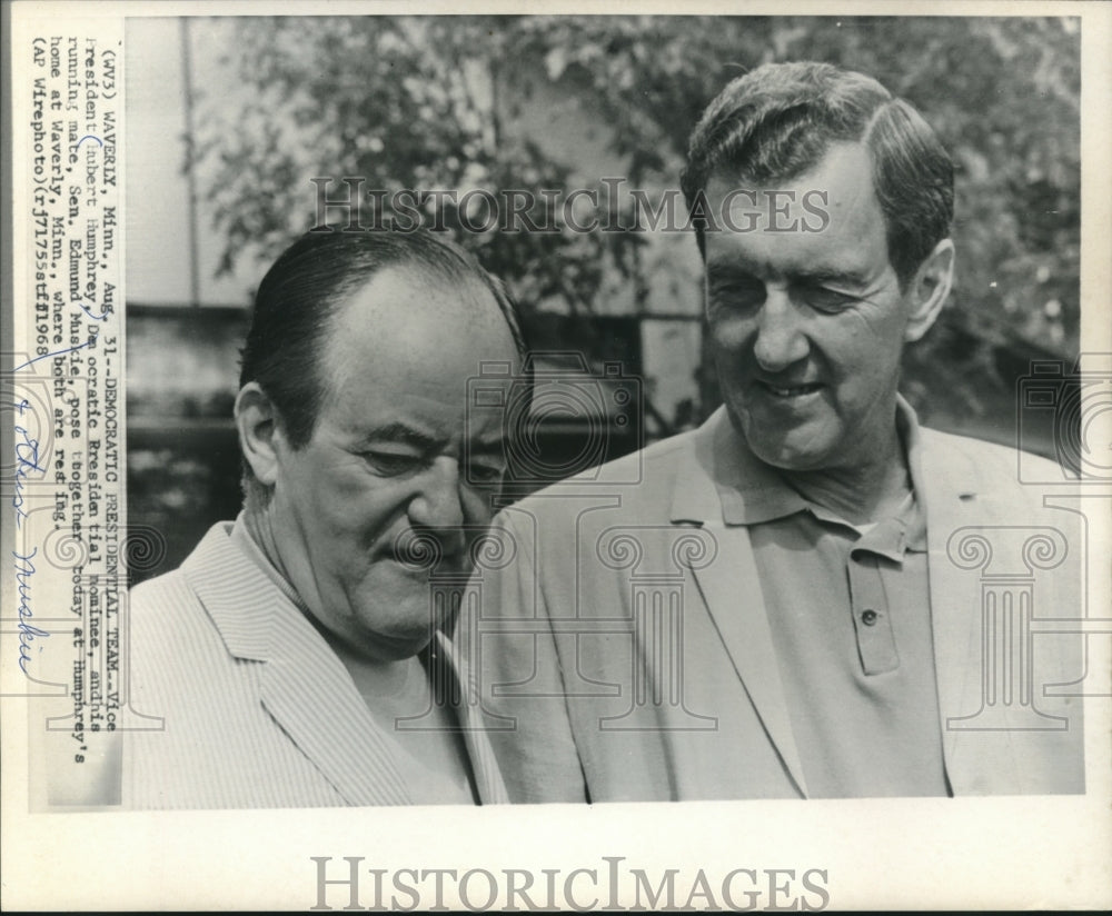 1968, Vice President Hubert Humphrey and Senator Edmund Muskie - Historic Images
