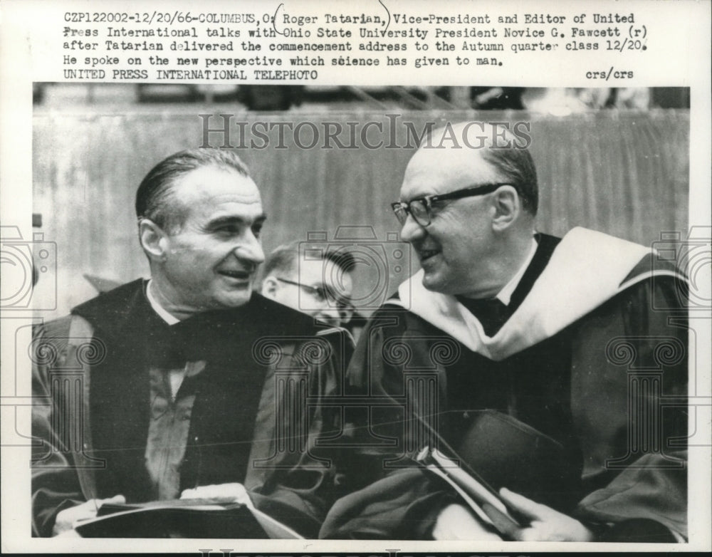 1966, Roger Tatarian and Ohio State President Novice Fawcett - Historic Images