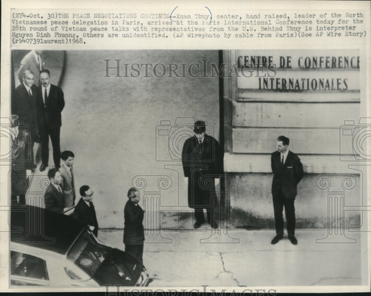 1968, Vietnamese representatives arriving at Paris peace talks - Historic Images