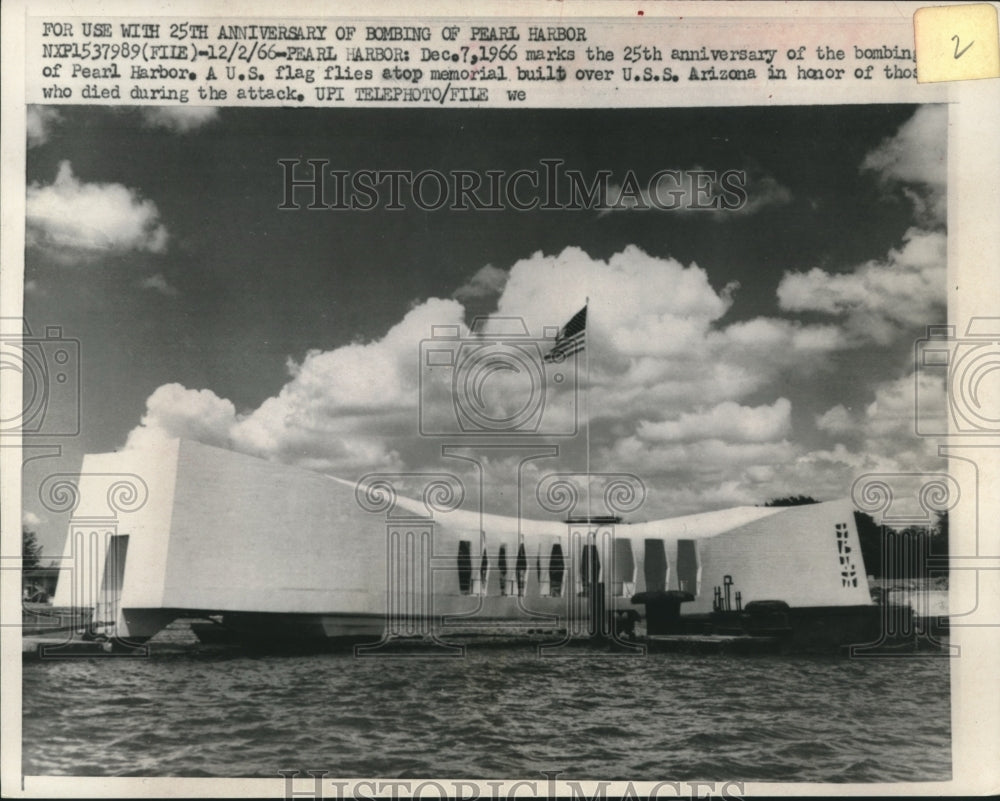 1966 Press Photo U.S.S. Arizona memorial, Pearl Harbor, Hawaii - mjc08961 - Historic Images