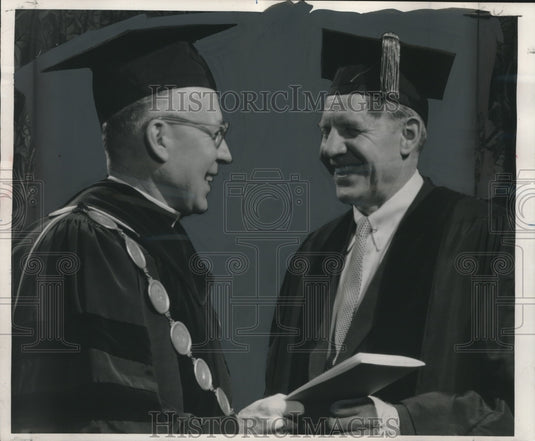 1955 Press Photo Robert Murphy chats with Father Edward J. O'Donnell - mjc09000-Historic Images
