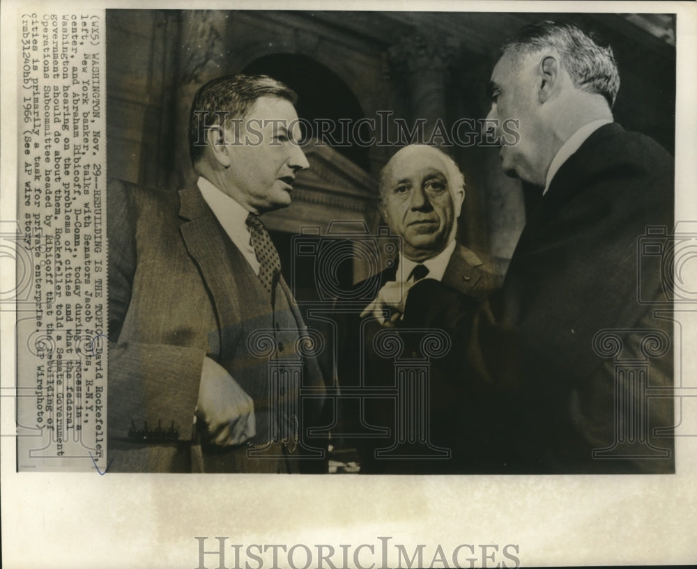 1966 Press Photo David Rockefeller talks with senators in Washington - mjc09034 - Historic Images