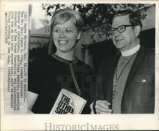 1968 Press Photo Former Episcopal Bishop James Pike will marry Diane Kennedy - Historic Images