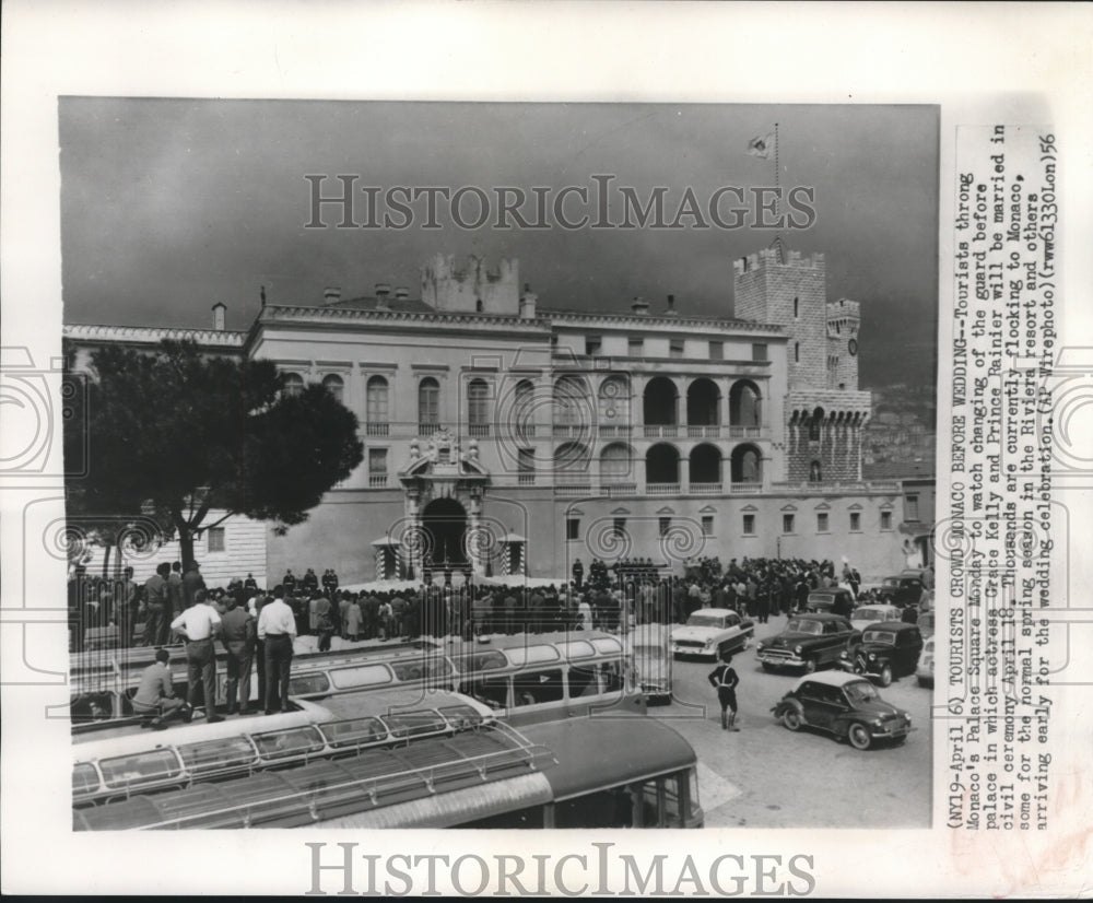 1956, Tourists flock to Monaco&#39;s palace square before Prince wedding - Historic Images