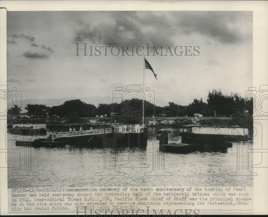 1951 Press Photo Tenth anniversary of the bombing of Pearl Harbor in Honolulu - Historic Images